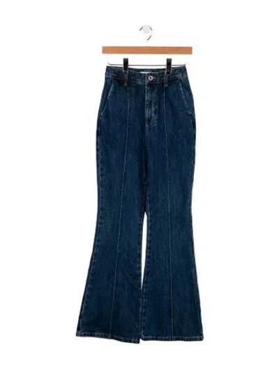Pre-owned Self-portrait High-rise Wide Leg Jeans In Blue