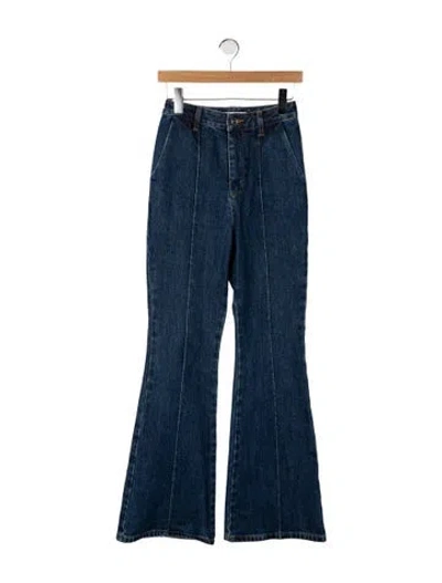 Pre-owned Self-portrait High-rise Wide Leg Jeans In Blue