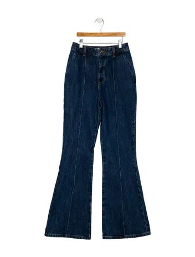 Pre-owned Self-portrait High-rise Wide Leg Jeans In Blue