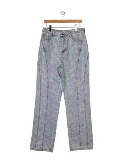 Pre-owned Self-portrait High-rise Wide Leg Jeans In Blue