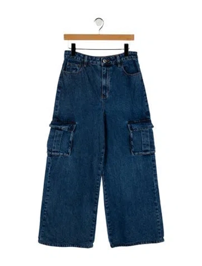 Pre-owned Self-portrait High-rise Wide Leg Jeans In Blue