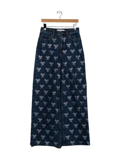 Pre-owned Self-portrait High-rise Wide Leg Jeans In Blue