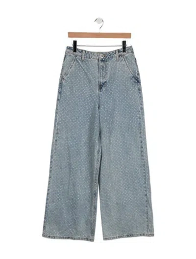 Pre-owned Self-portrait High-rise Wide Leg Jeans In Blue