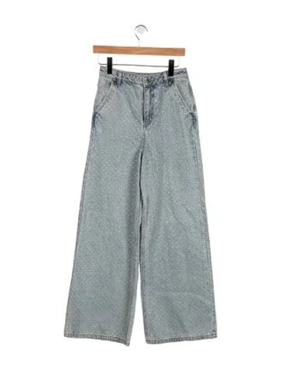 Pre-owned Self-portrait High-rise Wide Leg Jeans In Blue