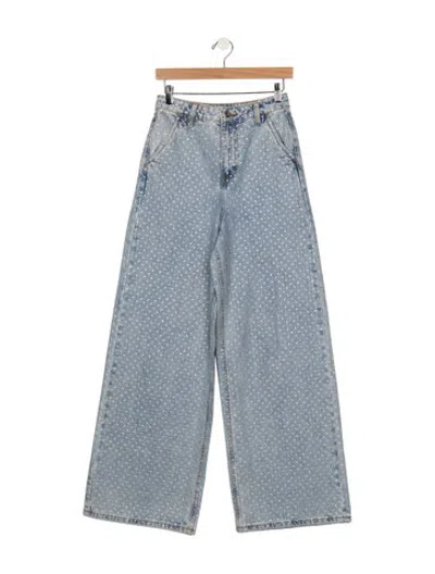 Pre-owned Self-portrait High-rise Wide Leg Jeans In Blue