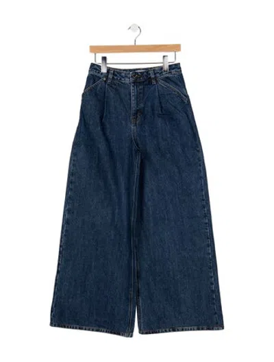 Pre-owned Self-portrait High-rise Wide Leg Jeans In Blue