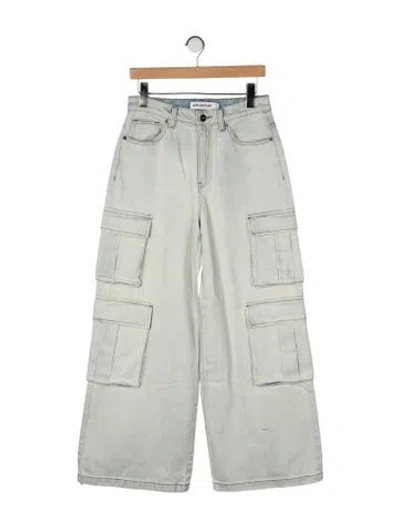 Pre-owned Self-portrait High-rise Wide Leg Jeans In Green