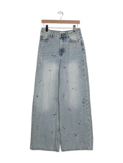 Pre-owned Self-portrait High-rise Wide Leg Jeans W/ Tags In Blue