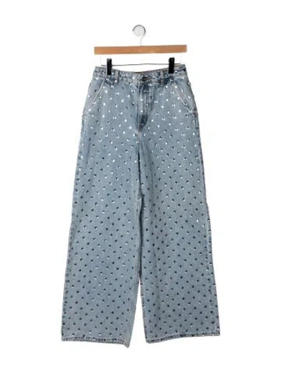 Pre-owned Self-portrait High-rise Wide Leg Jeans W/ Tags In Blue