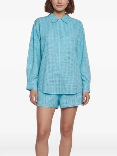 Pre-owned Self-portrait Hot Fix Taffeta Shorts Set In Blue