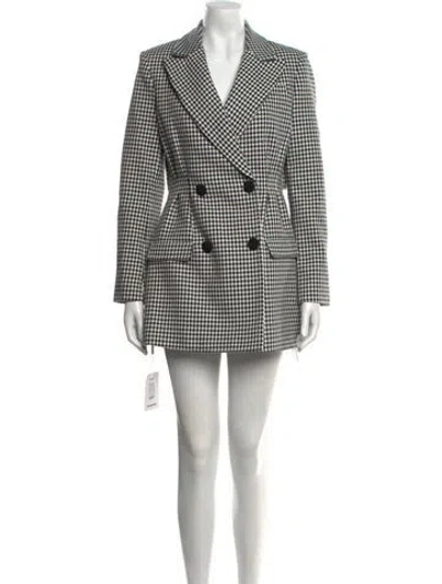 Pre-owned Self-portrait Houndstooth Print Blazer In Black