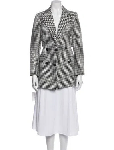 Pre-owned Self-portrait Houndstooth Print Blazer W/ Tags In White