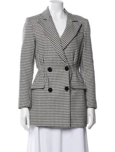 Pre-owned Self-portrait Houndstooth Print Blazer In White