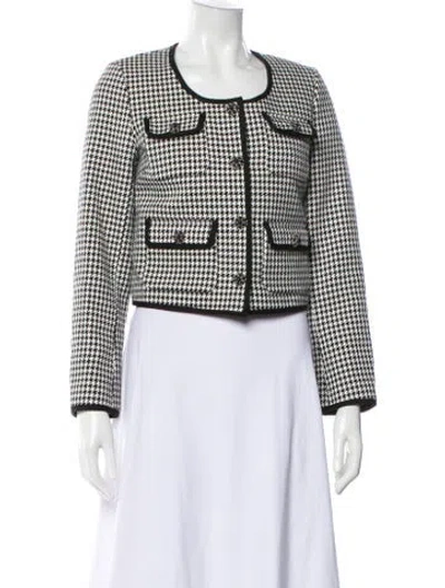 Pre-owned Self-portrait Houndstooth Print Evening Jacket In Multi