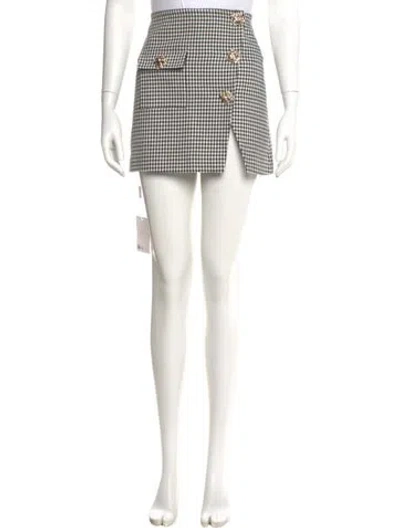 Pre-owned Self-portrait Houndstooth Print Mini Skirt W/ Tags In White