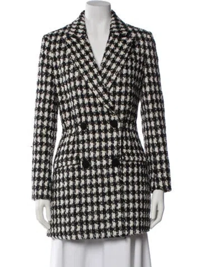 Pre-owned Self-portrait Houndstooth Print Peacoat In Black