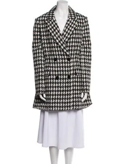 Pre-owned Self-portrait Houndstooth Print Peacoat In Black