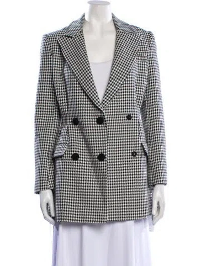 Pre-owned Self-portrait Houndstooth Print Peacoat W/ Tags In Black