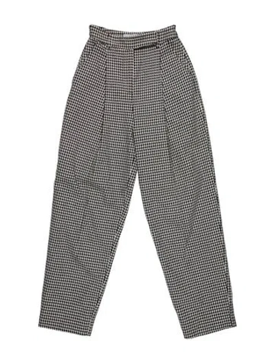 Pre-owned Self-portrait Houndstooth Print Straight Leg Pants In Black