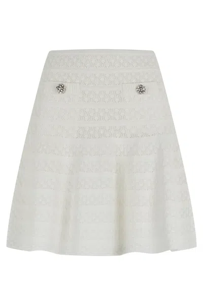 Self-portrait I Am Going Midi With Jewelry Buttons In White