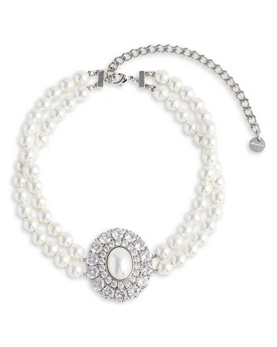 Self-portrait Imitation Pearl Crystal Choker, 11.8 In White