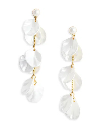 Self-portrait Imitation Pearl Petal Tiered Earrings In White