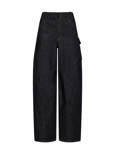 Self-portrait Indigo Denim Cargo Jeans In Black