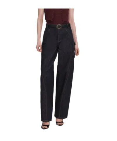 Self-portrait Cargo Barrel-leg Jeans In Black