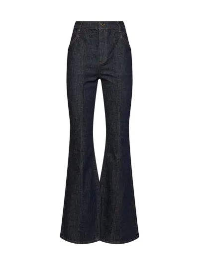 Self-portrait Indigo Denim High-rise Flared Jeans In Blue