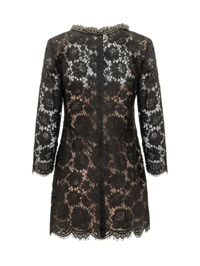 Self-portrait Inspired Lace Long Sleeve Mini Dress In Black