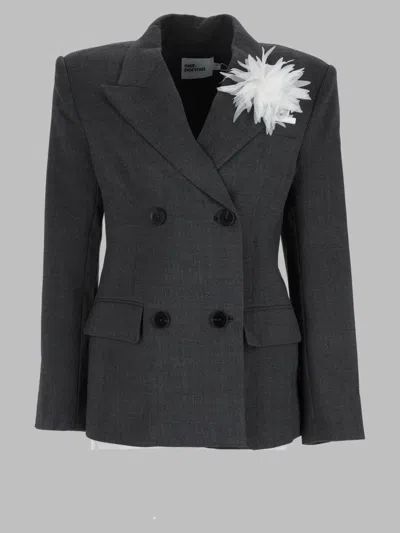 Self-portrait Inspired Mini Jacket In Gray