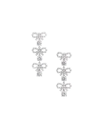 Self-portrait Intricate Tiered Bow Earrings With Crystal Embellishments In Silver