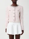 Self-portrait Sequin Boucle Loop Mini Jacket In Pink