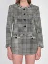 Self-portrait Houndstooth Embellished Trim Cropped Jacket