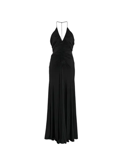 Self-portrait Gathered-detail Jersey Maxi Dress In Black