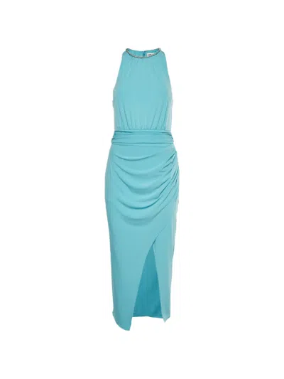 Pre-owned Self-portrait Jersey Halter Midi Dress In Blue