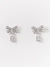 Self-portrait Crystal Bow Drop Earrings In Metallic