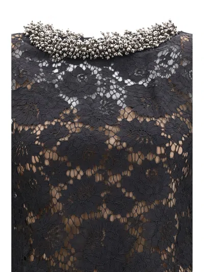 Self-portrait Jewel-embellished Lace Dress In Black