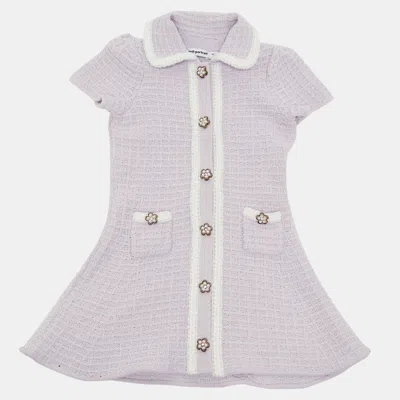 Pre-owned Self-portrait Kids Lilac Textured Knit Short-sleeve Dress 3-4 Yrs In Purple