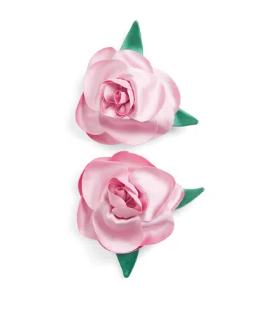 Self-portrait Kids Rose Hair Clips In Pink