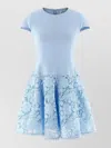 Self-portrait Womens Self Portrait Cap-sleeve Crepe And Lace Mini Dress In Blue