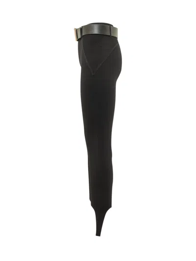 Self-portrait Knit Stirrup Leggings In Black