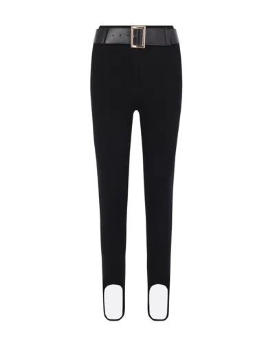 Self-portrait Knit Stirrup Leggings In Black