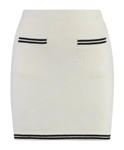 Self-portrait Knitted Mini Skirt In Neutral