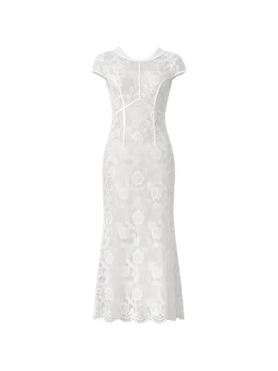 Self-portrait Lace Collared Dress In White