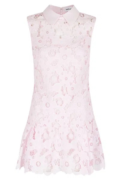 Self-portrait Lace Collared Mini Dress In Pink