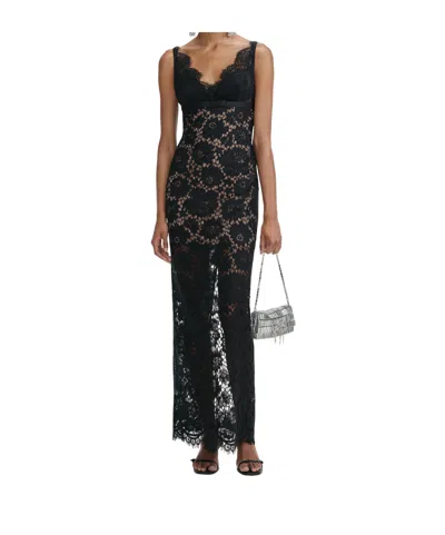 Self-portrait Black Floral Lace Maxi Dress Clothing