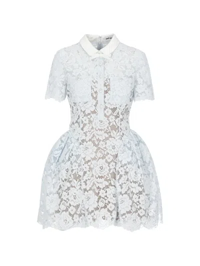 Self-portrait Lace Flared Mini Dress In Blue