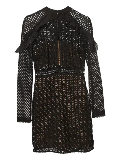 Pre-owned Self-portrait Lace Geometric Dress In Black