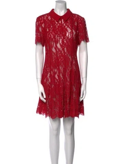 Pre-owned Self-portrait Lace Knee-length Dress In Red